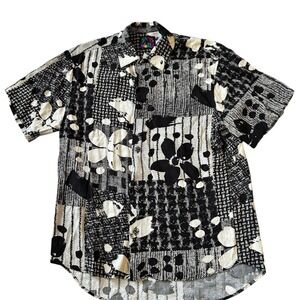 Jams World Abstract Floral Hawaiian Shirt‎ Mens Small Short Sleeve Button Up